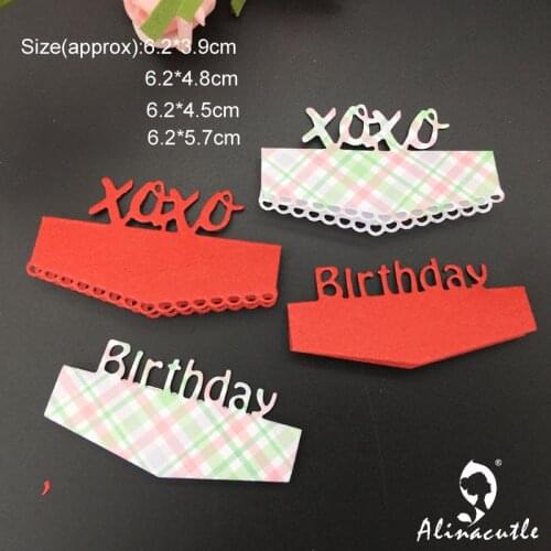 Die Cut Metal Cutting die 2pc Birthday XOXO Bag Topper Scrapbooking Paper Craft Handmade Card Punch Art Cutter Alinacutle