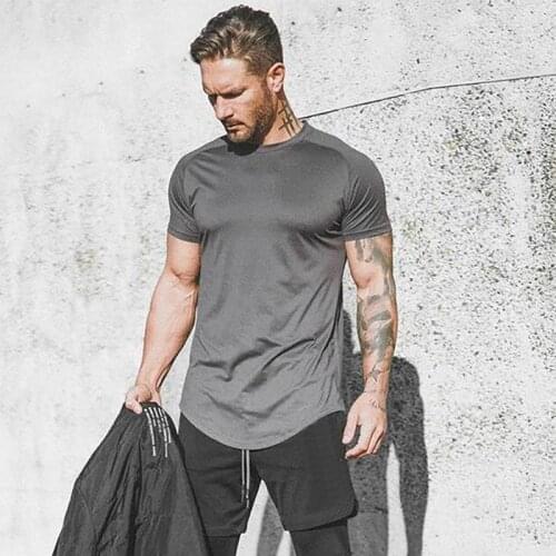 Brand Mesh Casual Mens Short Sleeve Fashion Shirts Clothing Bodybuilding Fitness Tights Sport Shirt Men Gym Sports Wear Tshirt