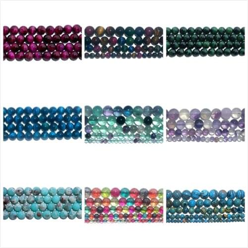 4 6 8 10 12 MM Natural Stone Beads Agates crystal Jades Tiger Eye Stone Beads For Jewelry Making DIY Bracelet Necklace Material