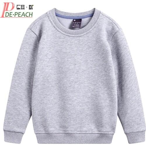DE PEACH 2019 Winter Kids Clothes Boys Plus Velvet Sweatshirts Girls Thicken Warm pullover Sweatshirt Autumn Children Outerwear