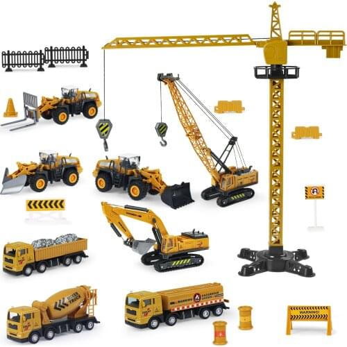 Kids Alloy Engineering Trucks Vehicle Toys Simulation Forklift Excavator Crane Model Boys Birthday Xmas Gift Car Collection