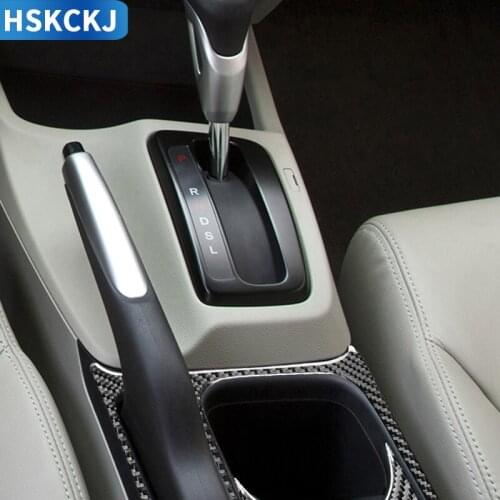 For Honda Civic 9 Coupe Sedan 2012-2015 Carbon Fiber Cup Holder Stickers Car Accessories Central Console Panel Decoration Trim