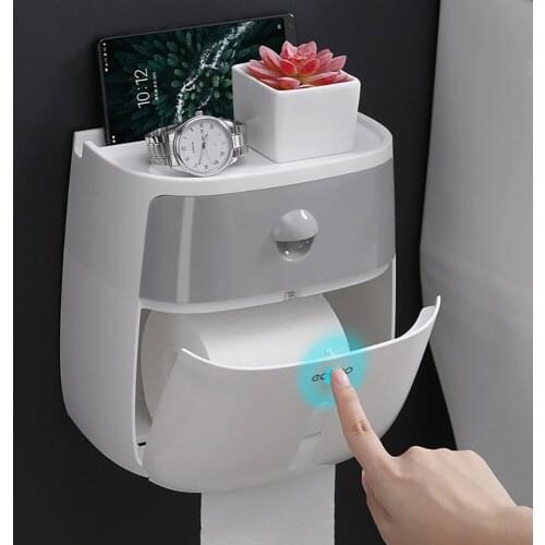 Double-Layer Tissue Storage Box Waterproof Wall-Mounted Toilet Paper Canister Holder For Living Room Bathroom Storage Shelve