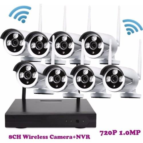 8PC IP Camera WiFi Security Camera Alarm System Night Vision NVR Kit 8CH ONVIF NVR Outdoor Wireless CCTV Video Home Security Kit