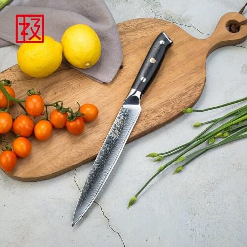 KEEMAKE 8'' Slicing Knife Japanese Damascus VG10 Steel Chef Kitchen Knives Razor Sharp Blade Chefs Meat Cutter Tools G10 Handle