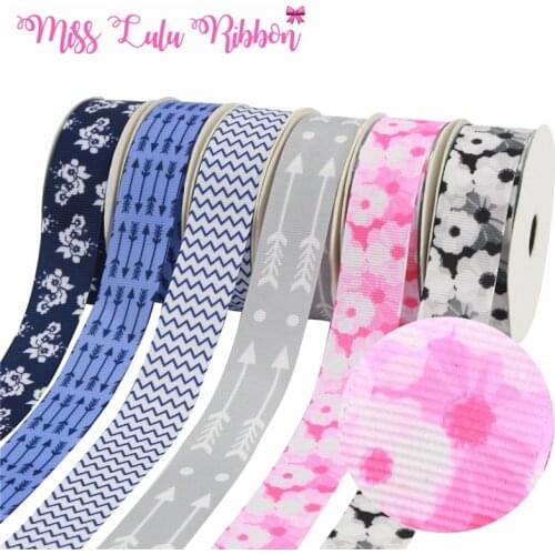 16MM-75MM 50 Yards Printed Flower Grosgrain Ribbon /Elastic Band For Handmade Bow/Party Decoration