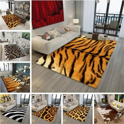 Creative Leopard Tiger Pattern Type 3D Printing Carpet Living Room Decor Area Rugs Bathroom Kitchen Anti-Slip Large Floor Mats