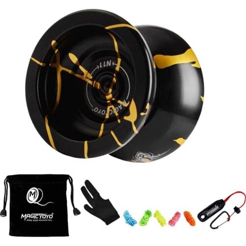 MAGICYOYO N11 Alloy Aluminum Professional Unresponsive Yoyo Alloy Yoyo Ball With Bag,Glove,5 Strings,Waist Hanging
