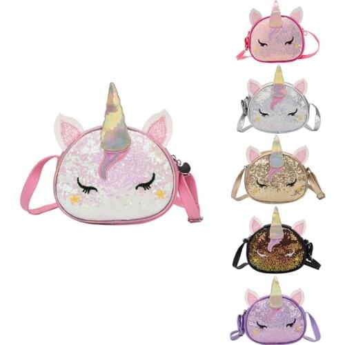 2021 Cute Girls Purses and Handbags for Women Mini Coin Wallet Cartoon Unicorn Crossbody Bag Kid Ladies Clutch Purse