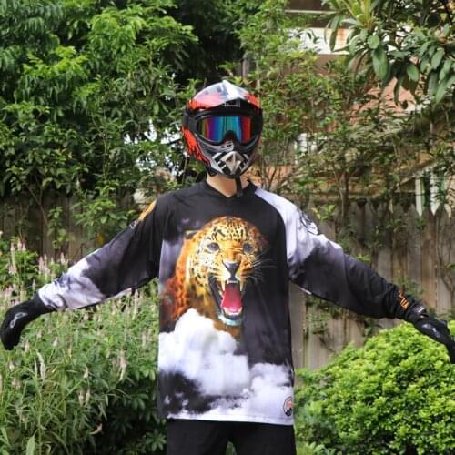 MTB Hot Sale Leopard head breathable and sweats Pro Cycling Jersey Mountain Bike Shirt Clothes MX DH Men Motorcycle long jersey