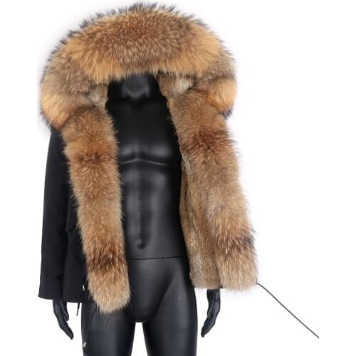 Men Winter Jacket Casual Coat Waterproof Parka Real Rabbit Fur Liner Regular Length Overcoat Oversized Male Outerwear