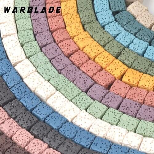 Natural Volcanic Rock Beads 8mm 10mm Square-shape multi color Lava Rock Stone Loose Beads DIY Necklace Bracelets Jewelry Making