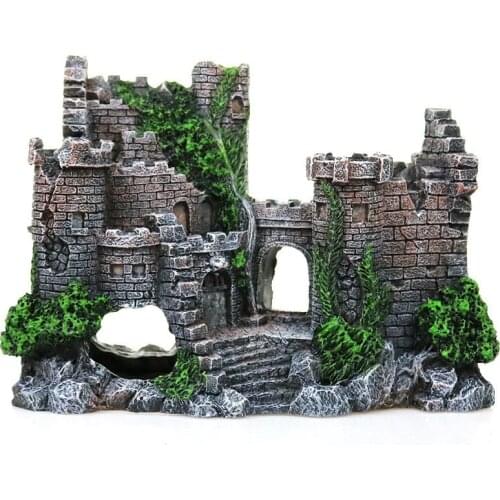 New Resin Fish Tank Ancient Castle Aquarium Cave Building Decoration Landscaping And Beautification Ornaments