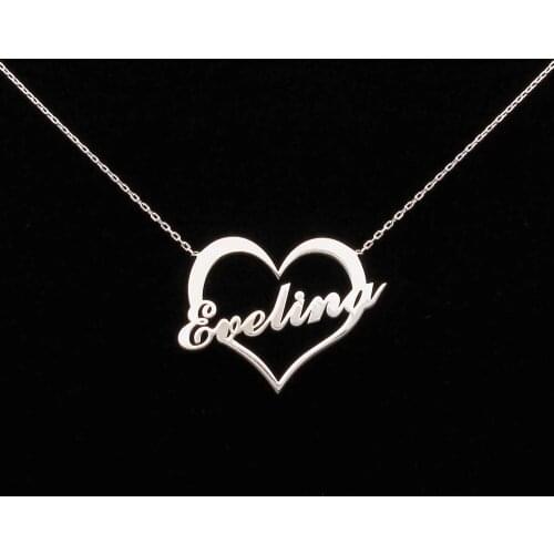 Custom Name Necklace Personalized Heart-Shaped Pendant Stainless Steel For Woman Gold Silver Color Nameplate Necklace Jewelry