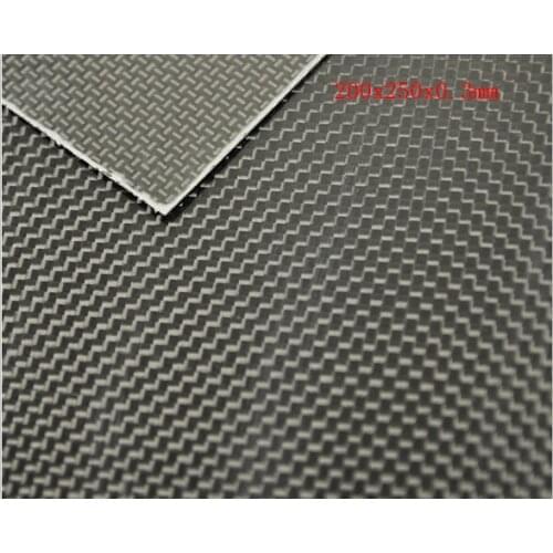 200mmX250mmX0.3mm 100% RC Carbon Fiber plate panel sheet 3K plain Weave Glossy New