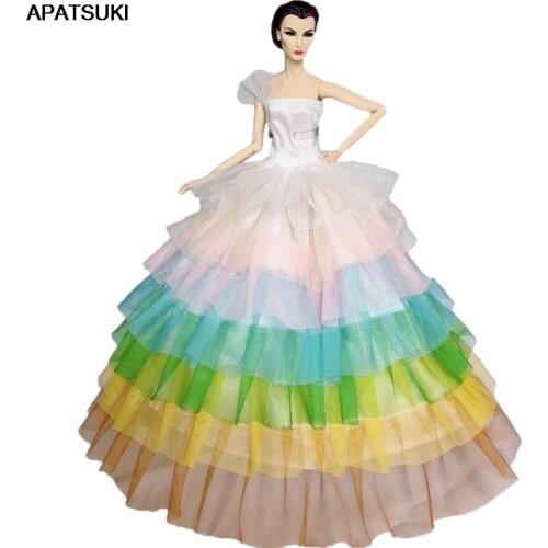 Rainbow Fashion Doll Dress For Barbie Doll Evening Gown Wedding Dresses Clothes For Barbie Dolls 1/6 BJD Doll Accessories