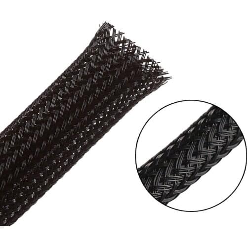 30ft 1.25" 32mm Braided sleeving cable EXPANDABLE for cable protection black PET
