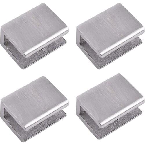4Pcs Adjustable 304 Stainless Steel Glass Shelf Brackets Glass Clip Clamp Support 0.23 - 0.35Inch Brushed Finished