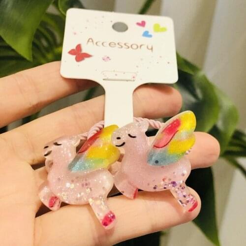 2Pcs/Set Shiny Animal Horse Hair Accessories Children Rubber Bands Scrunchies Elastic Hair Bands Girls Headband Decorations Ties