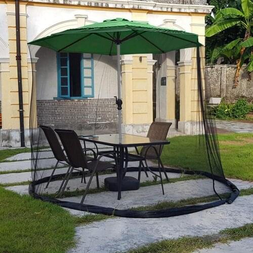 Reusable Mosquito Net with Zipper Adjustable Rope Polyester Outdoor Dining Sunshade Insect Net for Parasol Mosquito Net