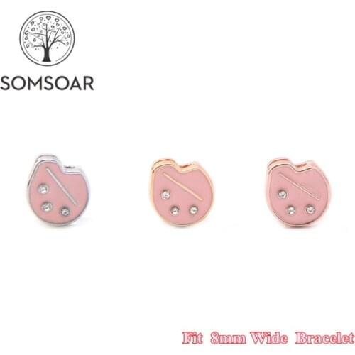 Somsoar Jewelry Watercolor paint Slide diy Charms fit 8mm Wide Leather Wrap Bracelet Mesh Bracelet for Toddler/Women 10pcs/lot