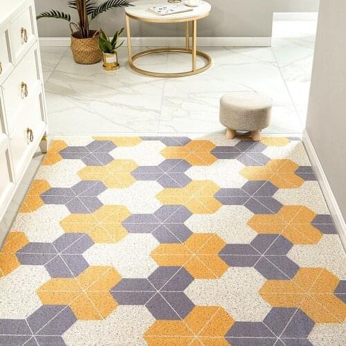 Modern Door Mat Carpet PVC Silk Loop Geometric Doorway Floor Mat Carpet Household Living Room Wear-resistant Non-slip Door Mats
