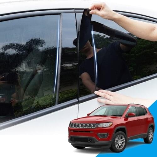 Car Styling PVC Car Window Pillar Trim Sticker Middle BC Column Stickers Auto External Accessories For Jeep Compass 2007-2020