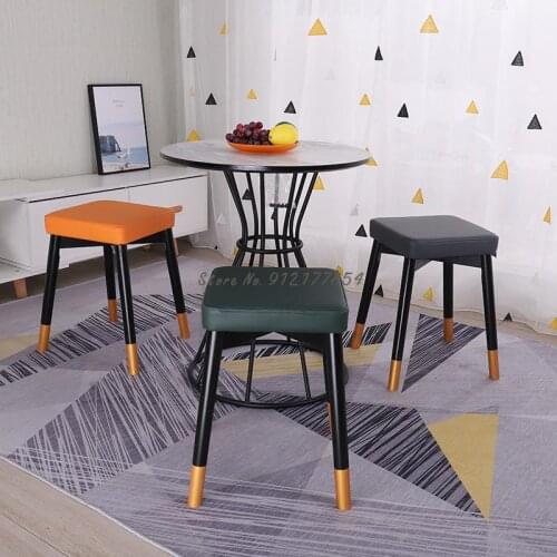 Solid wood dining chair household stackable dining table stool Nordic light luxury makeup stool technology cloth stool restauran
