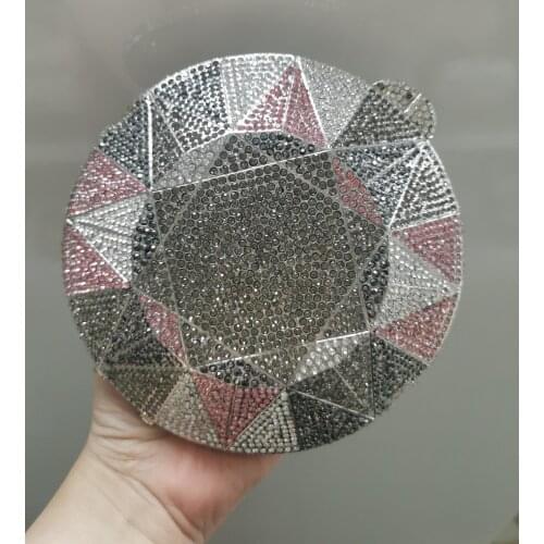 XIYUAN Sparkling Bling Colorful Minaudiere Clutch Women Small Crystal Evening Bag Handbags Wedding Party Cocktail Clutch Bag Box