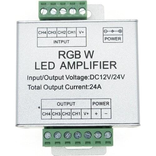 LED Controller RGBW Amplifier DC12/ 24V 24A 4 Channel Output RGBW LED Strip light Power Repeater Console Controller