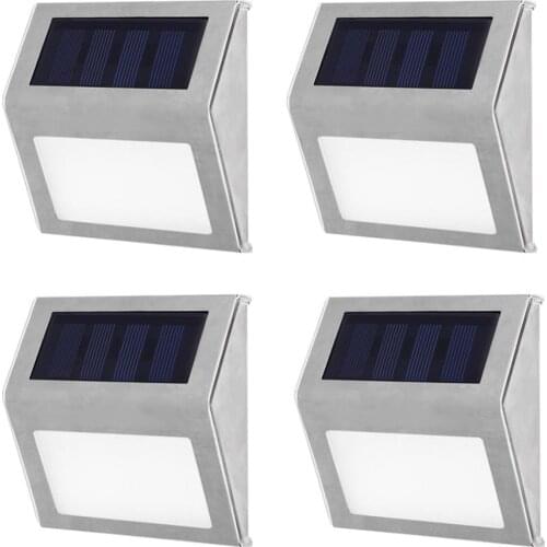 1-4pcs Outdoor Solar Lights Stainless Steel 3LED Solar Lamp Waterproof Garden Stair Courtyard Pathway Street Light Nightlight
