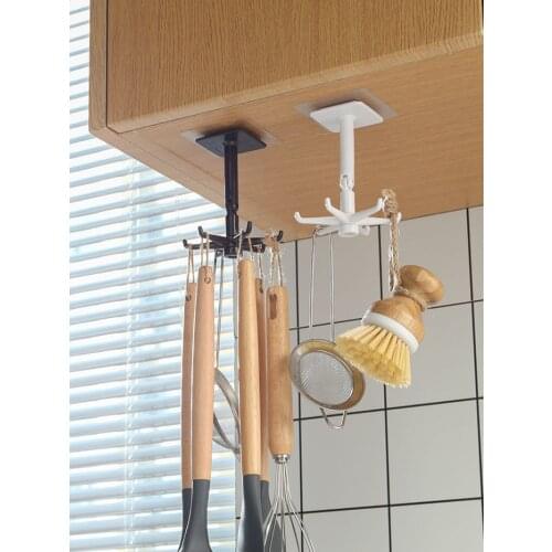 Universal 360 Degrees Rotating Hook Kitchen Accesorios Storage Organizar Storage Rack Rotated Holder Wall Mounted Hanging Hooks