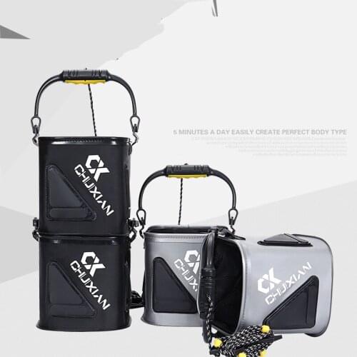 EVA Thicken Folding Fishing Bucket With Rope Outdoor Fishing Car Washing Portable Bucket Fishing Water Barrel