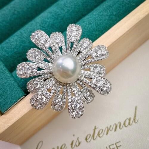 XX118 Nature Fresh Water White Pearl Brooch for Women Fine Presents Round Pearls 10-11mm Fine Jewelry