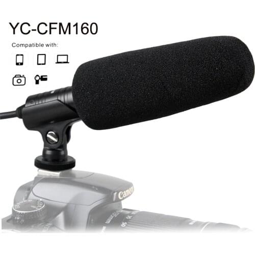 YC-CFM160 3.5mm Professional Video Interview Microphone for XIAOMI Phone Canon Nikon Sony Panasonic Olympus Camera JVC Camcorder
