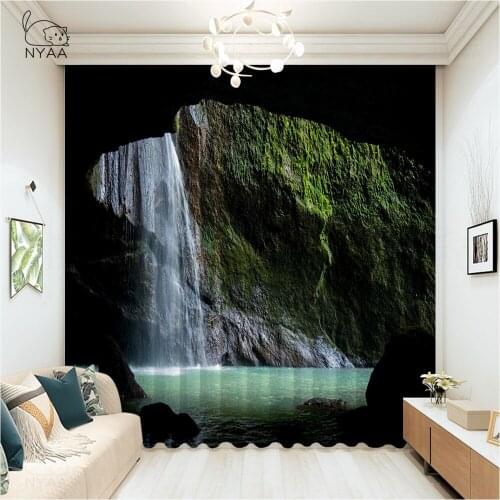 Wonderful Autumn Sunrise Of Hintersee Lake Waterfall Home Window Curtains For Windows Decoration Curtains Vintage Micro Shading