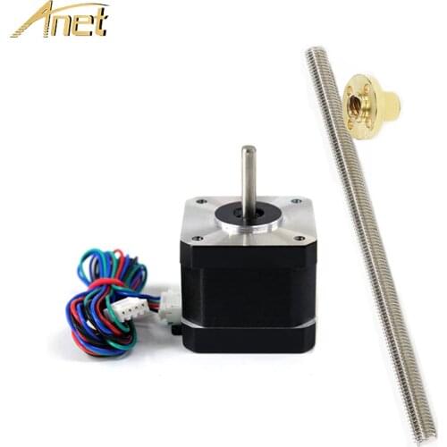 3pcs/lot Anet 3d printer part motor Stepping Motor with T shape Lead Screw 345mm Brass nut for A8 3d printer parts Accessory kit