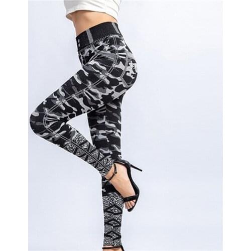 2020 New Camouflage Print Fitness Leggings Womens Push Up Sport Legins Polyester Elastic Slim Pants Plus Size Female Jeggings