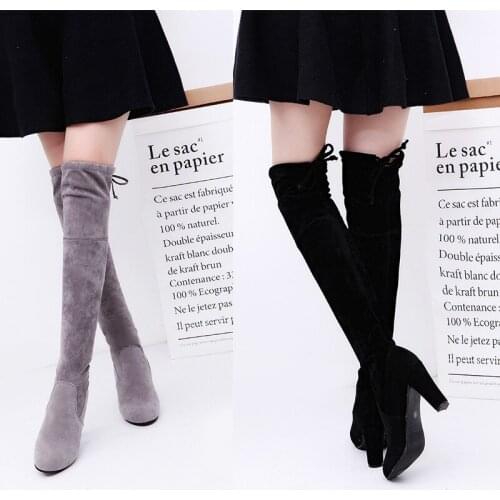 New 2020 Faux Suede Slim Sexy Over The Knee High Women Fashion Winter Thigh High Boots Shoes Size 35-43