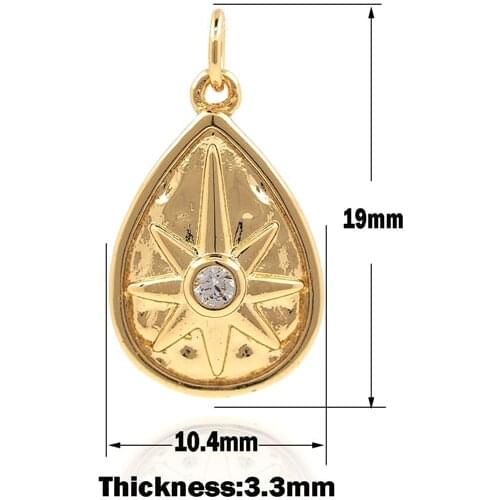 Micropavé Water Drop Gold Necklace,Star Gold Pendant,Water Drop Charm,Star Pendant DIY Jewelry Making Accessories 19×10.4×3.3mm