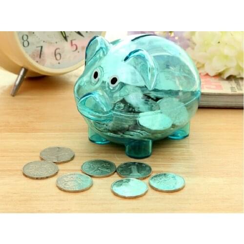 1PC High Quality Money Box Pig Clear Lovely Piggy Bank Coin Money Plastic Cash Openable Saving Box OK 0316