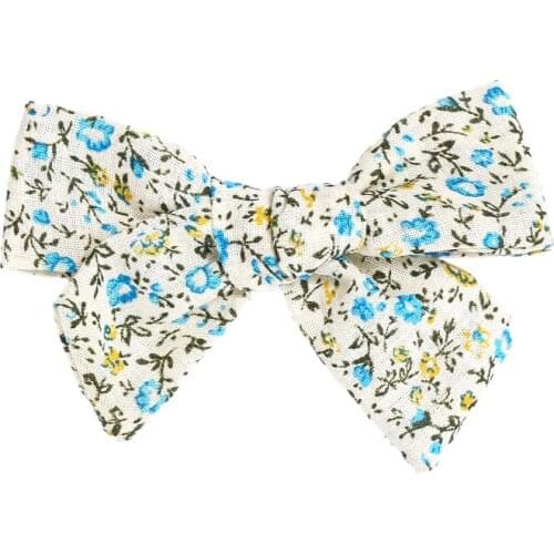 1pcs Newborn Girls Bows Cotton Fabric Hair Clips,10*6cm School Girls Knot Floral Print Hair Barrettes,One Size Dress Match Hair