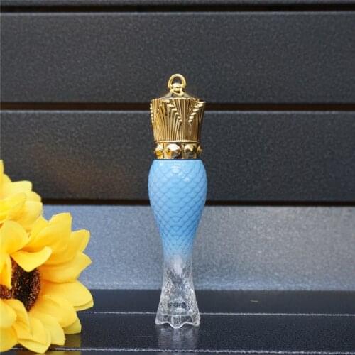 10/30/50pcs Empty Blue Crown Mermaid Lip Bottle Clear Cosmetic Containers Travel Portable Transparent Bottle Brush