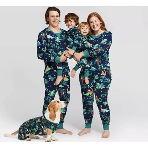 2021 Christmas Pajamas Family Matching Outfits Father Mother Kids Dog Sleepwear Green Mommy and Me Xmas Pjs Clothes Baby Romper