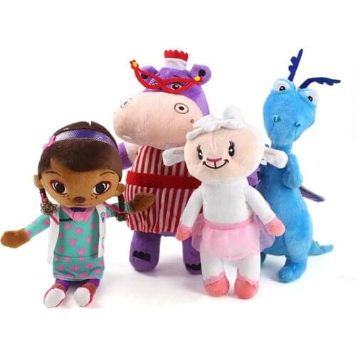 22-30cm Anime Doc McStuffins Plush Toys Dragon Lambie Sheep Hallie Hippo Doll Birthday Gift For Children