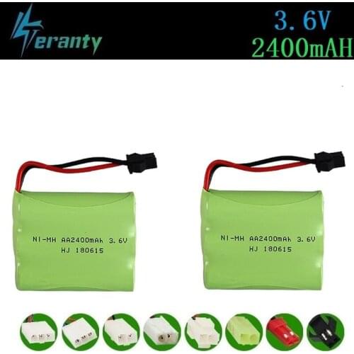 2400mah 3.6v Rechargeable Battery For Rc toys Cars Rc Boat Tanks Trains Robots Gun NiMH Battery AA 3.6v 700mah Battery Pack 2pcs