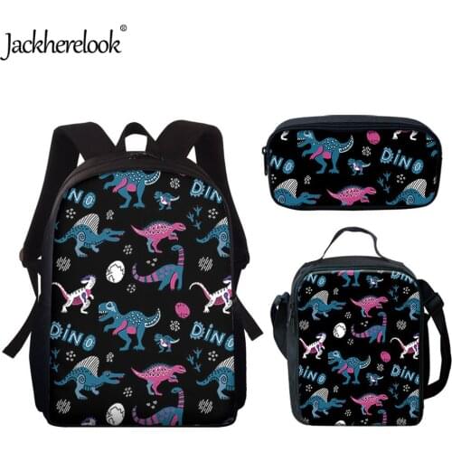 Jackherelook Anime School Bags 3Set for Childrens Cartoon Dinosaur Animal Pattern Primary School Backpack Mochilas Escolares