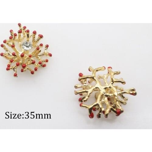 35mm Alloy Coral reef 5pcs/lot fashion Diy decorative accessories for Buttons Hand sewing Clothes Jewelry scrapbook
