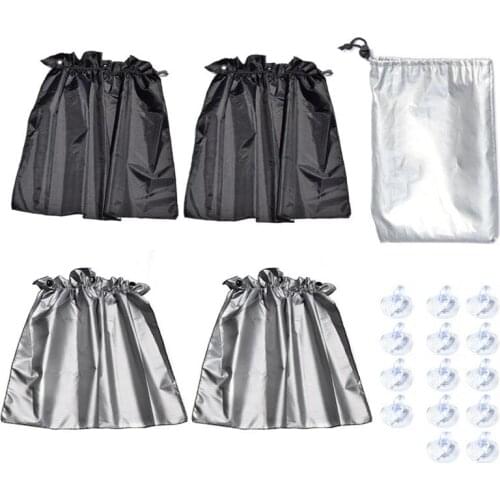4 PCS Automotive UV Protection Sunshade Suction Cup Fixed Car With Sunshade Silver Coated Double-sided Sunscreen Car Curtain