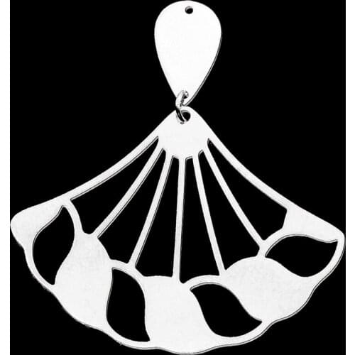 5pcs/lot 100% Stainless Steel Fan-shaped DIY Earring Pendant Charm Wholesale Top Quality Pendants Finding Supplies Custom Charms